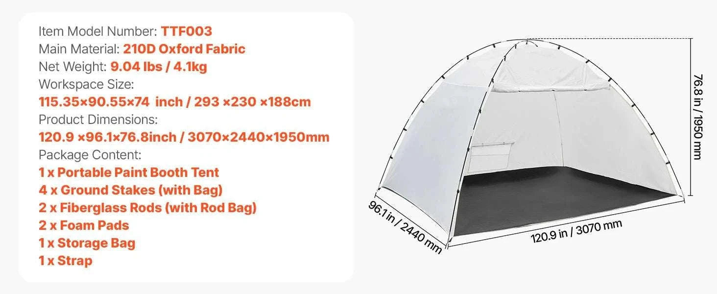 Portable Paint Booth Tent with Floor Large Spray Shelter-White Stand S / france