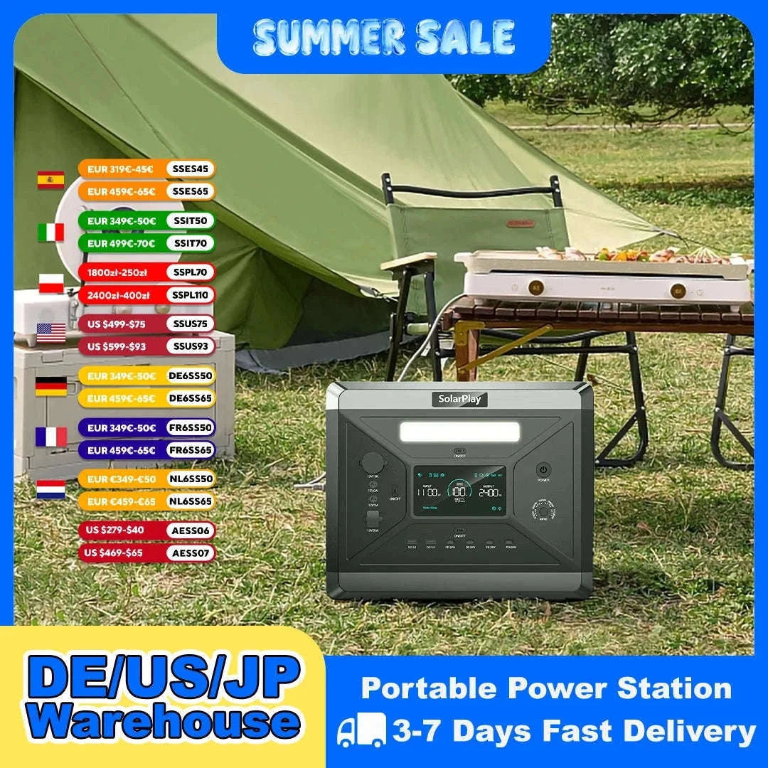 Portable Power Station 2160Wh 2400W Solar Generator Backup-GERMANY / EU