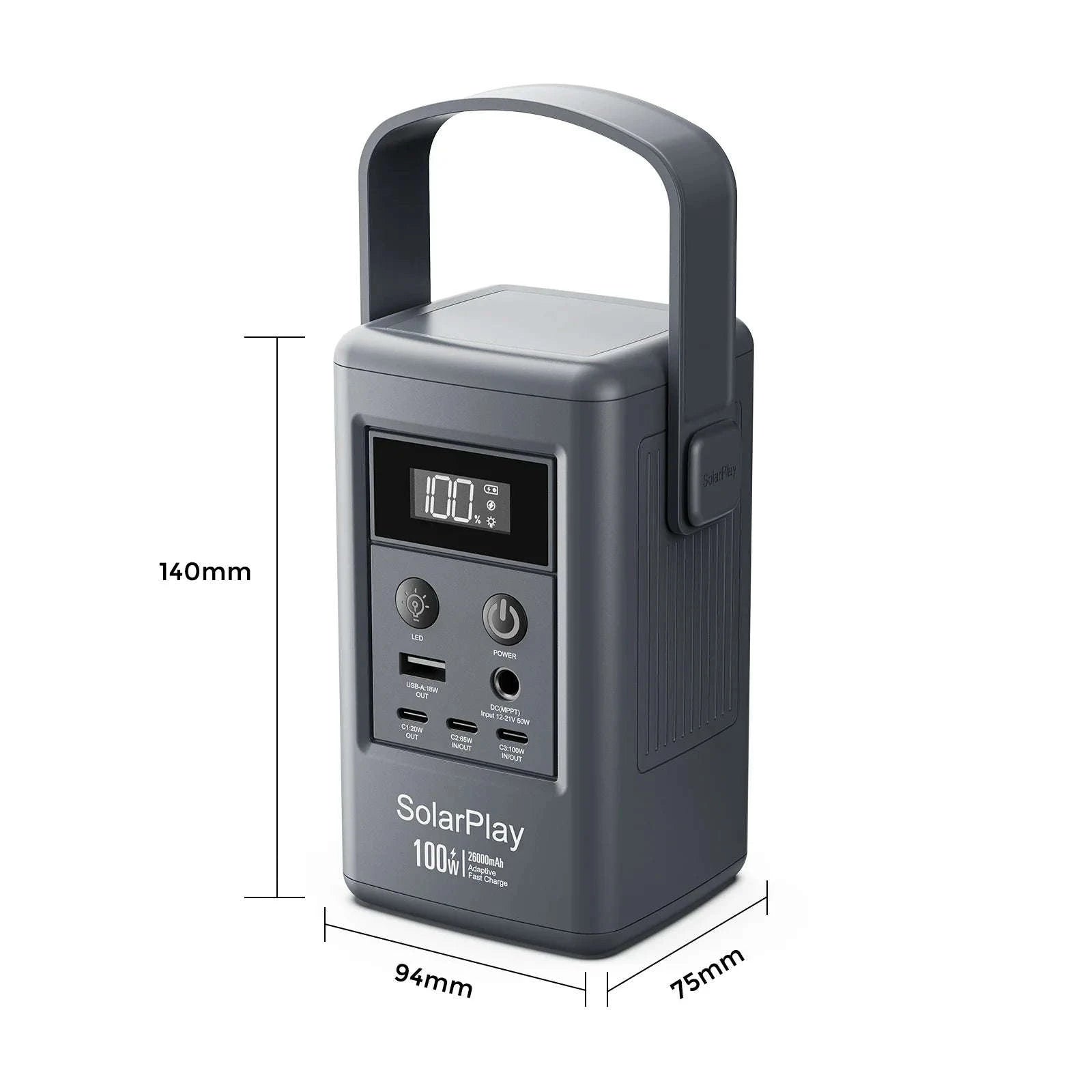 Portable Power Station 25000mAh 100W USB-C for Travel & Camping-Q100 / GERMANY
