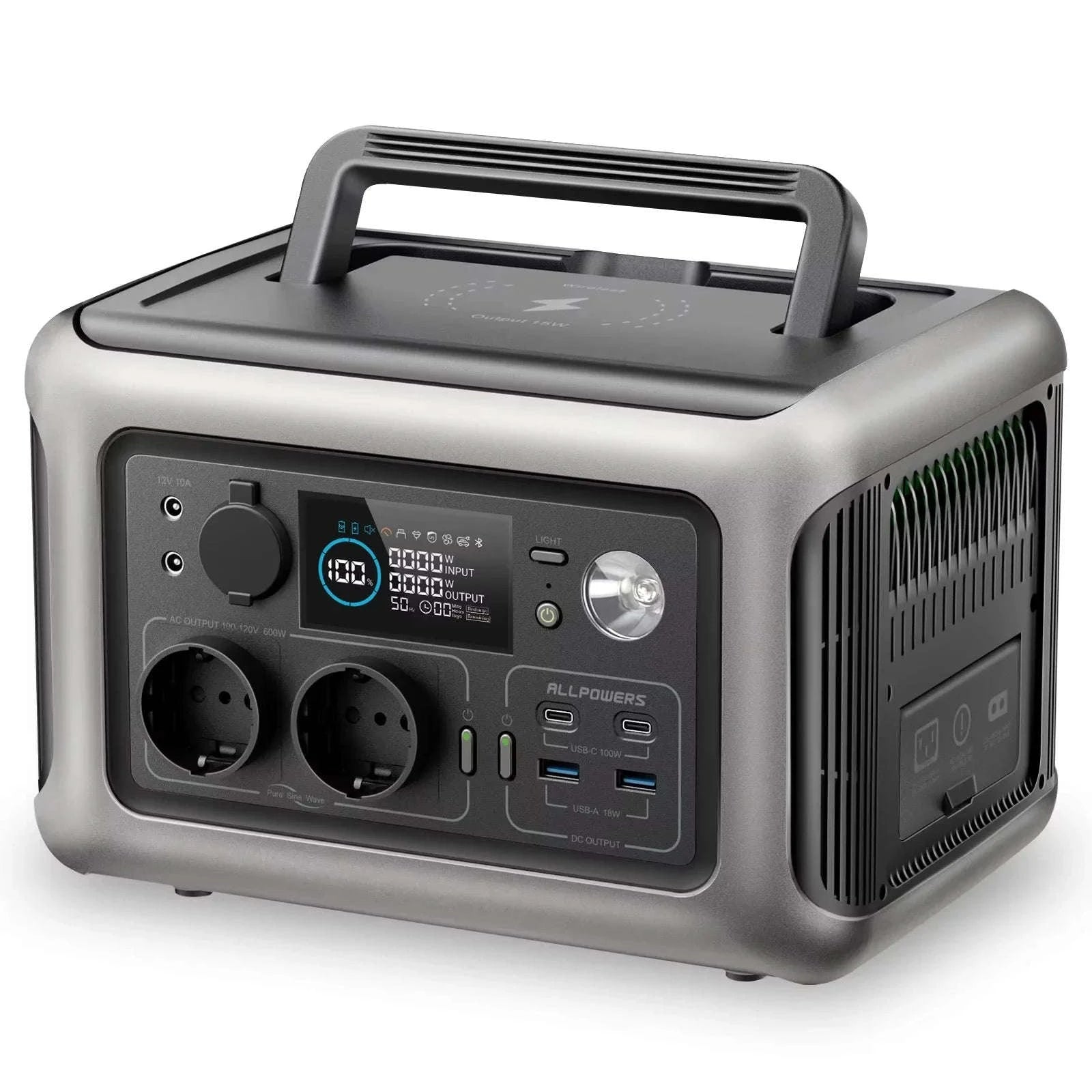 Portable Power Station 600W 299Wh LiFePO4 Solar Generator-R600-Black / france / UK