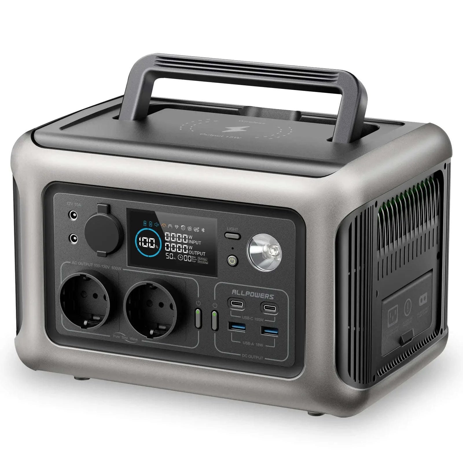 Portable Power Station 600W 299Wh LiFePO4 Solar Generator-R600-Black / france / UK
