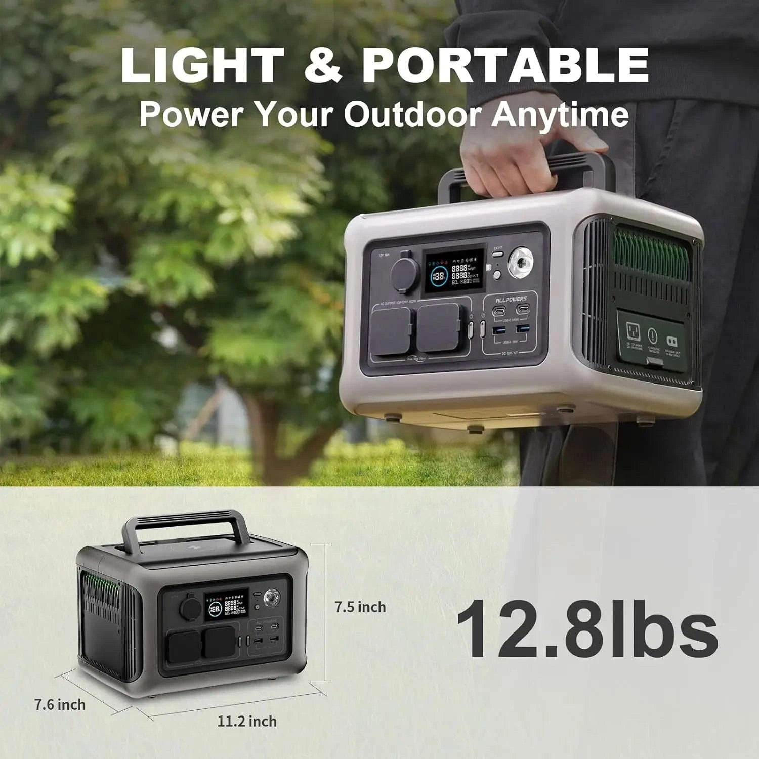 Portable Power Station 600W 299Wh LiFePO4 Solar Generator-R600-Black / france / UK