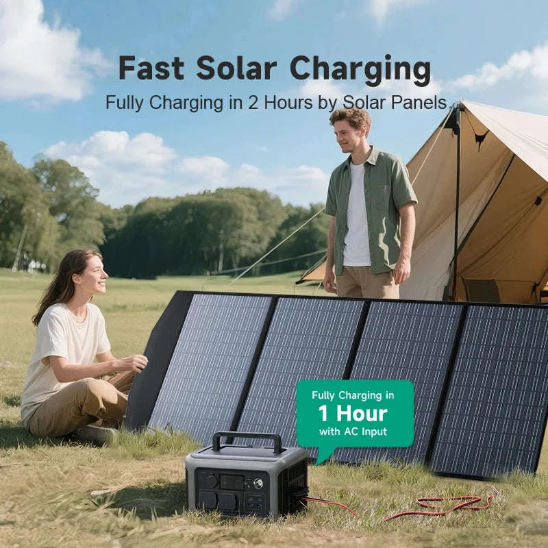 Portable Power Station 600W 299Wh LiFePO4 Solar Generator-R600-Black / france / UK
