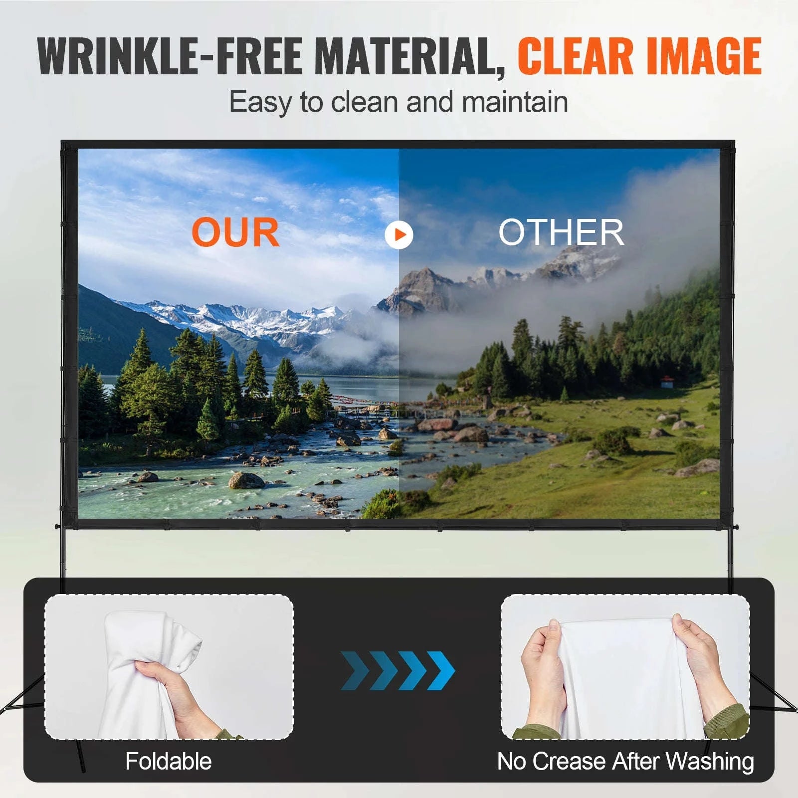 Portable Projector Screen with Stand for Home and Outdoor Cinema-120 inch Tripods / france