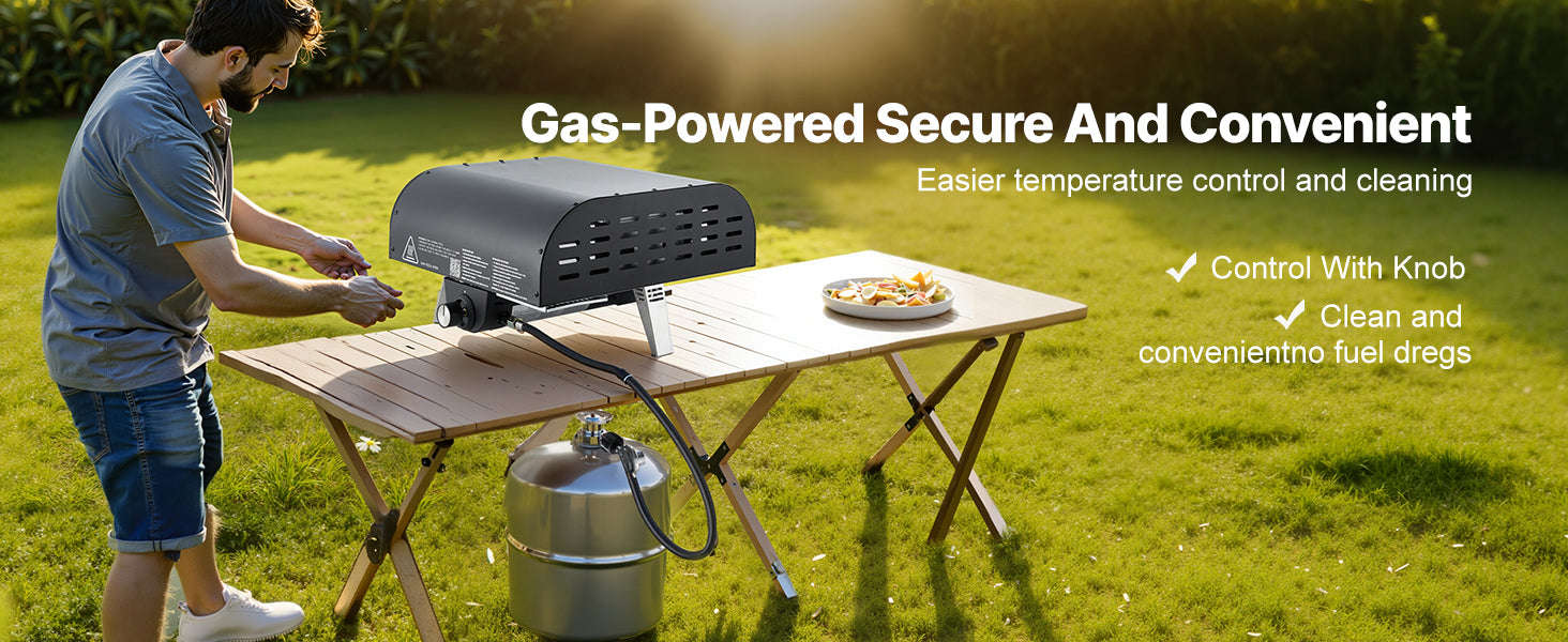 Portable Propane Outdoor Pizza Oven 12 Inch with Pizza Stone and Carry Bag-American Standard / United States