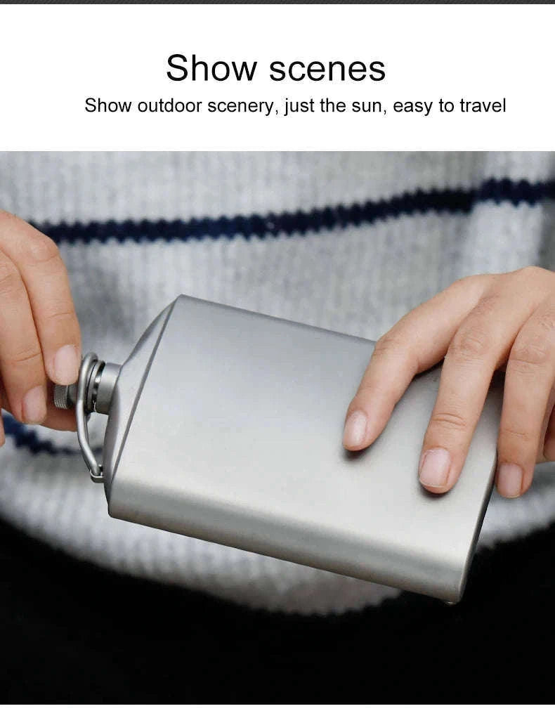 Portable Pure Titanium Hip Flask with Funnel, 200ml/260ml-Ta8603S-200ml