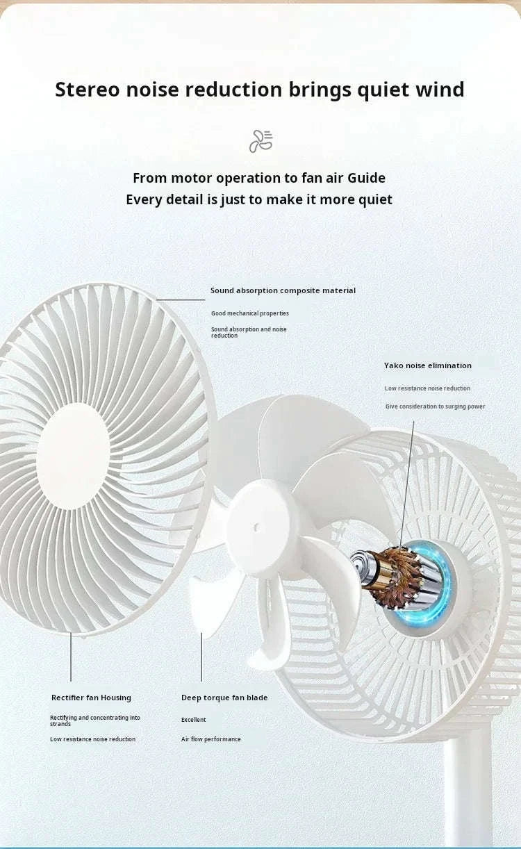 Portable Rechargeable Desk Fan – 4-Speed White Cooling Companion-WHITE
