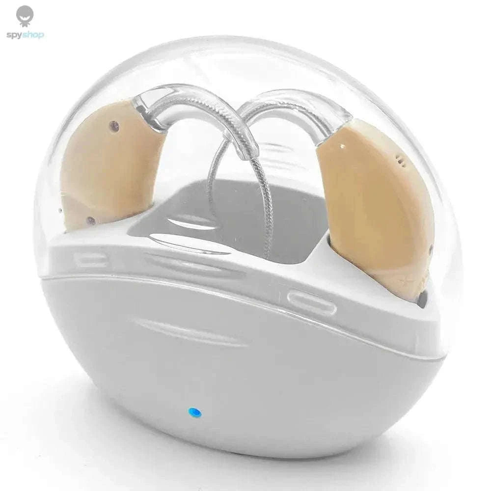 Portable Rechargeable Hearing Aid for Clear Daily Conversations-White-Blue