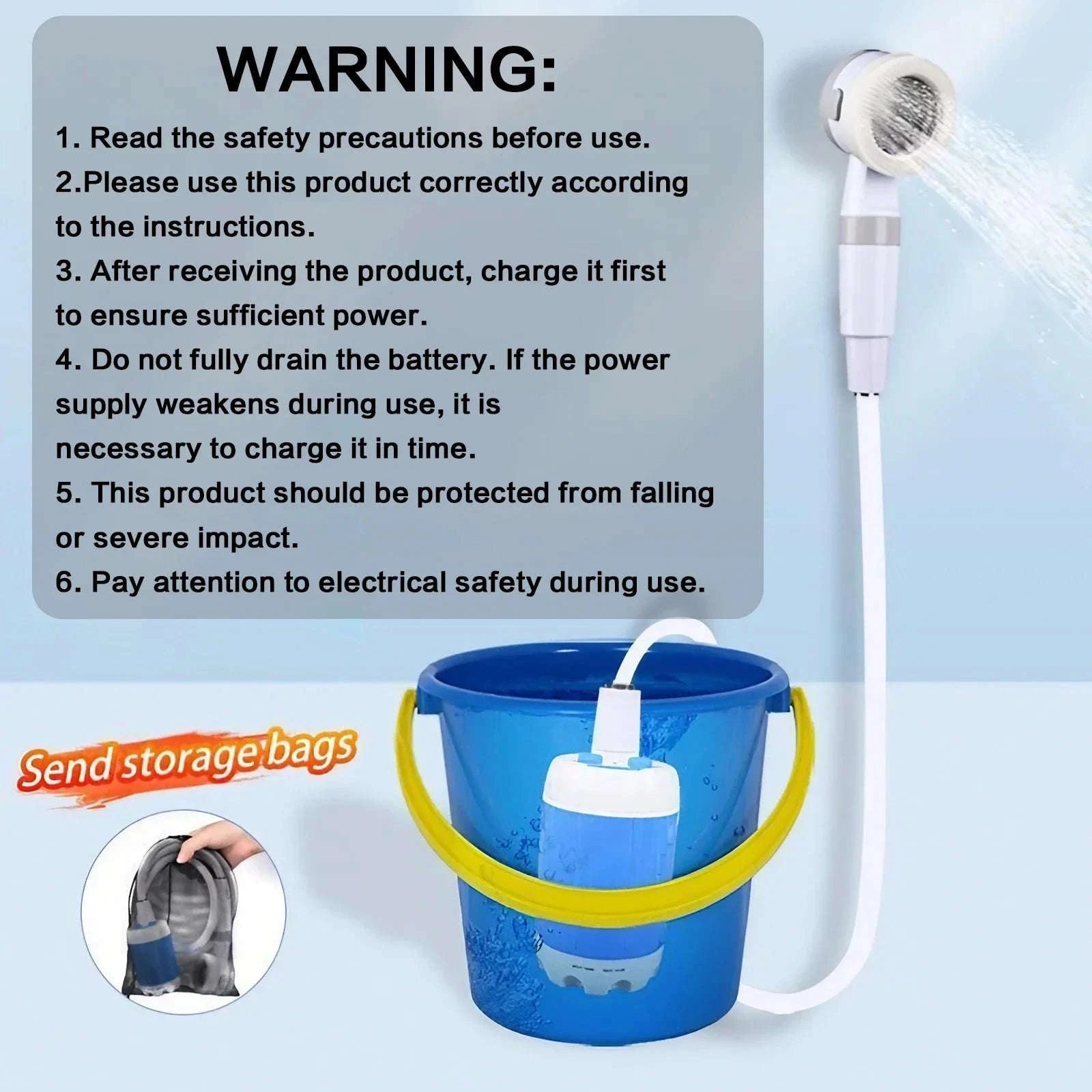 Portable Rechargeable Outdoor Shower-WHITE / CHINA