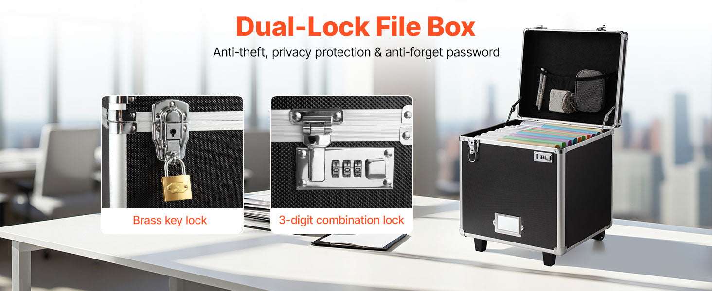 Portable Rolling File Storage Box with Lock & Telescopic Handle-16inch / United States