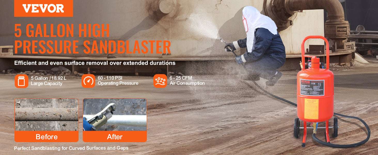 Portable Sand Blaster Kit 5–20 Gallon 60–110 PSI Rust Paint Removal-10 Gallon / Poland