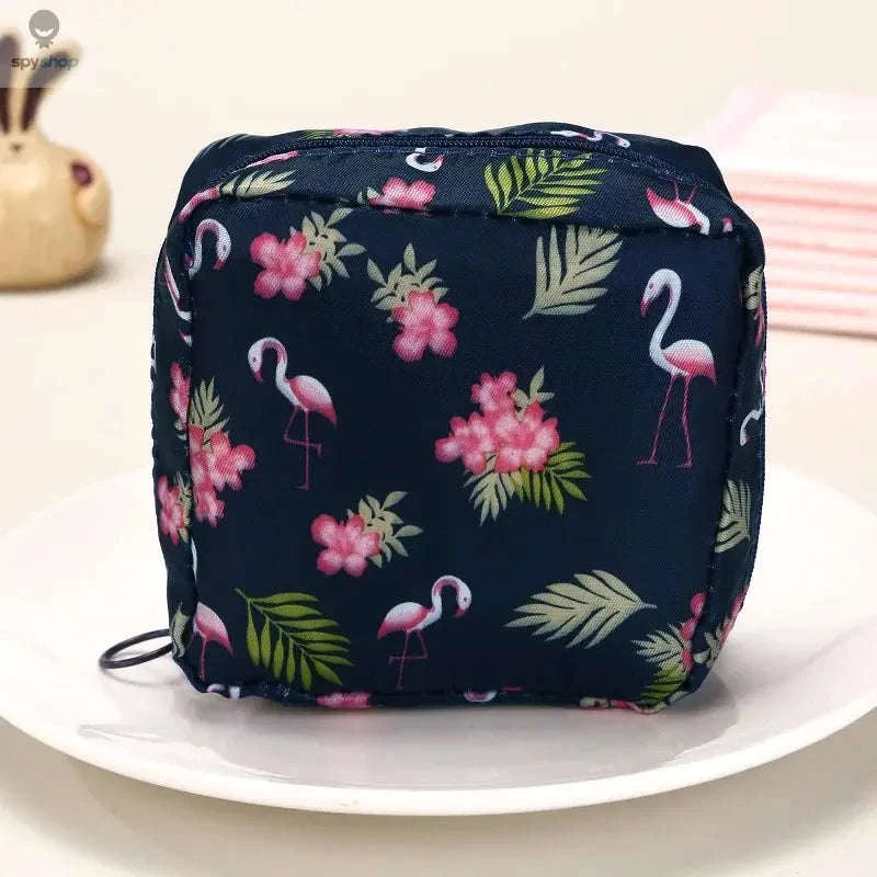 Portable Sanitary Napkin Storage Bag – Waterproof, Discreet & Travel‑Ready-Black Flamingo
