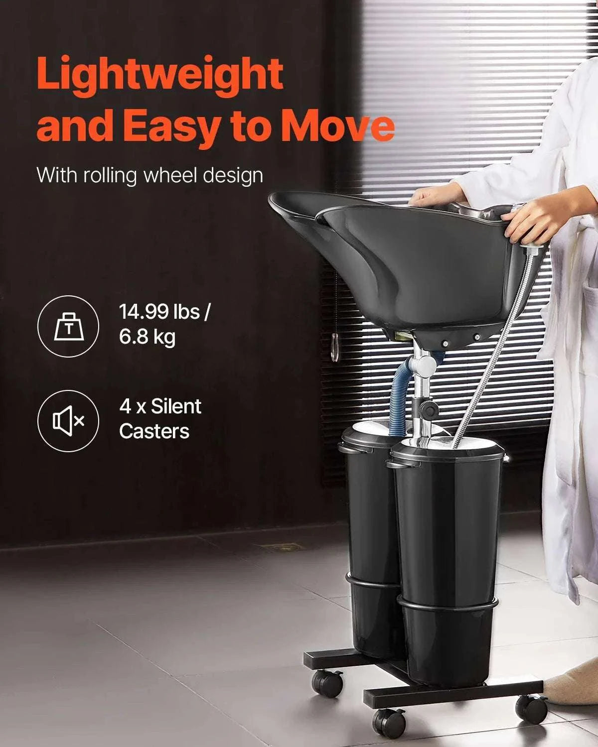 Portable Shampoo Bowl with Electric Pump Adjustable Salon Sink-TypeB / United States