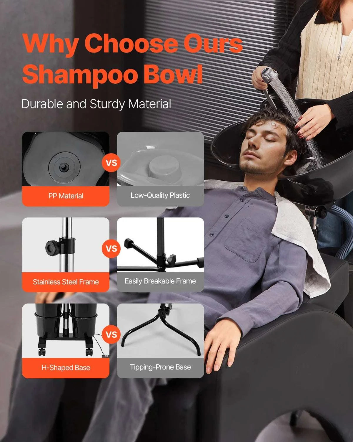 Portable Shampoo Bowl with Electric Pump Adjustable Salon Sink-TypeB / United States