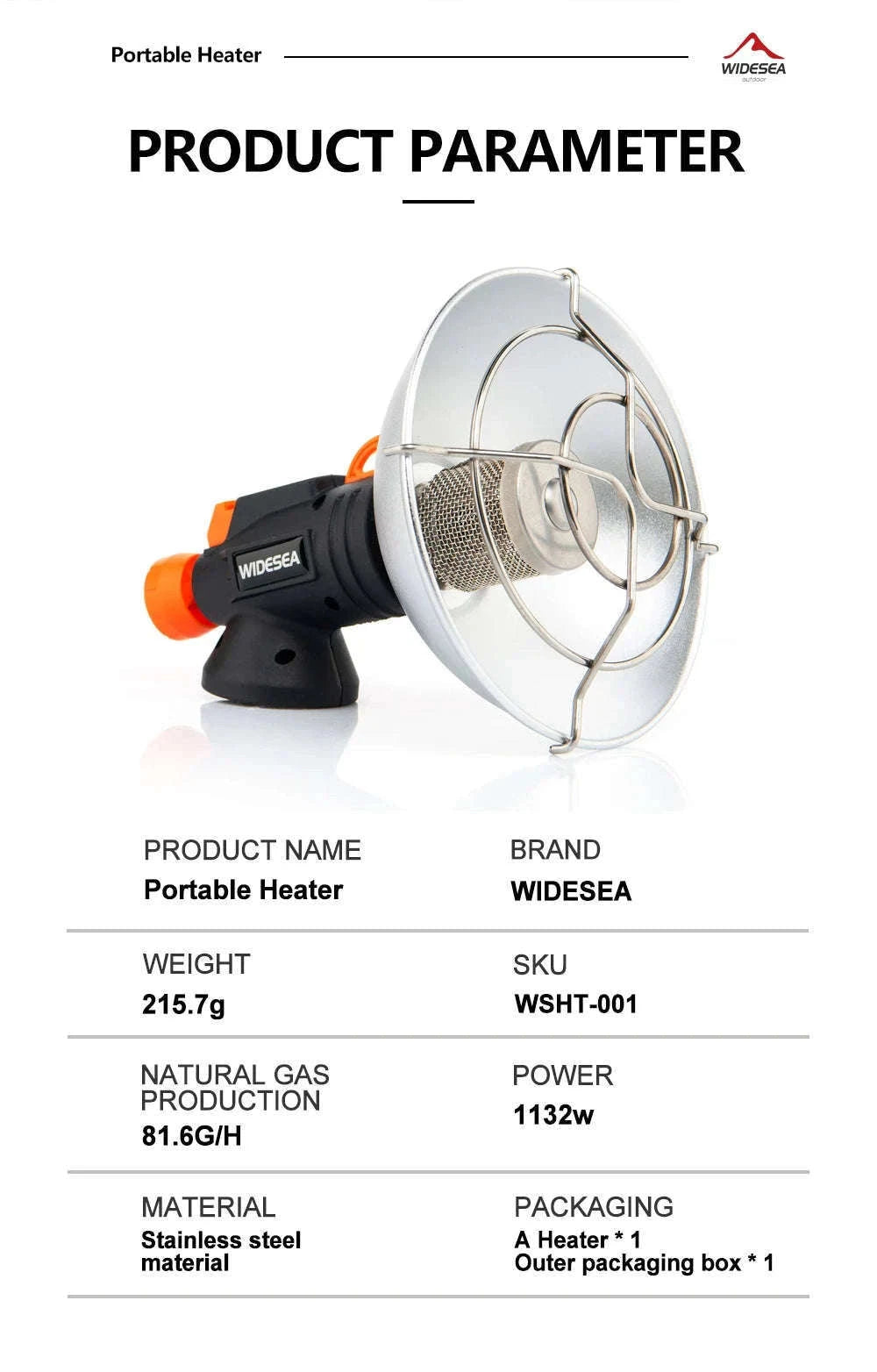 Portable Stainless Steel Camping Heater Burner-WSHT-001