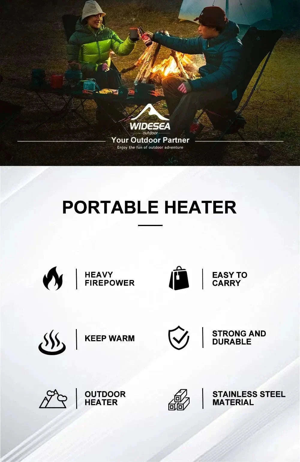Portable Stainless Steel Camping Heater-WSHT-002