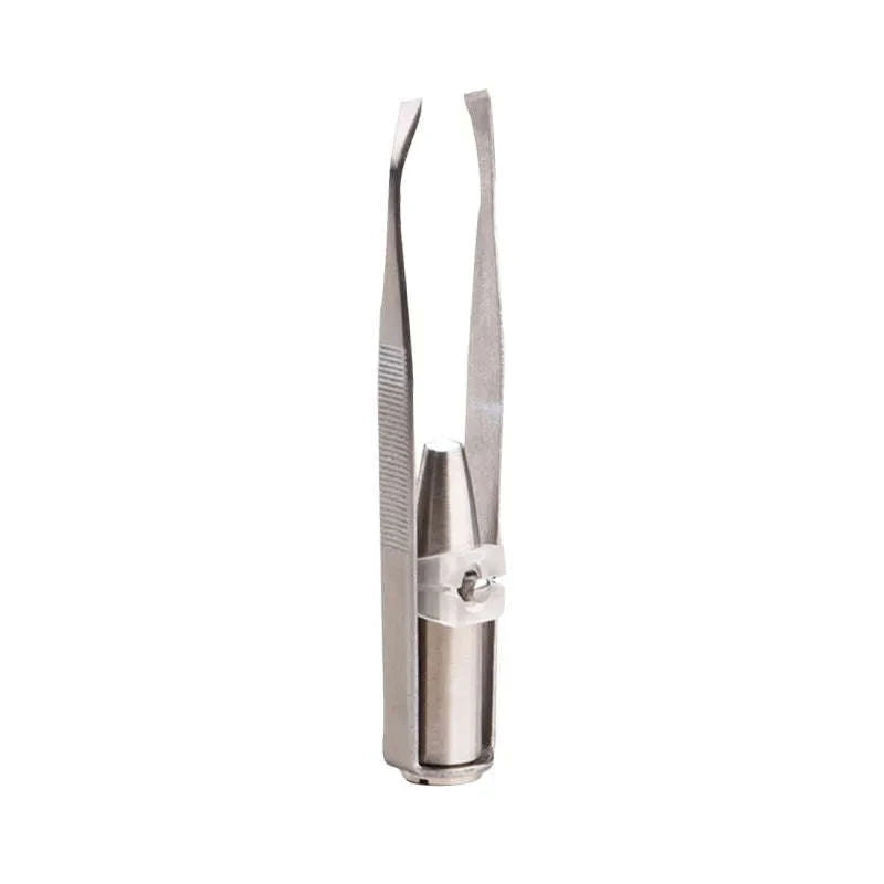 Portable Stainless Steel Eyebrow Tweezer with LED Light-Silver