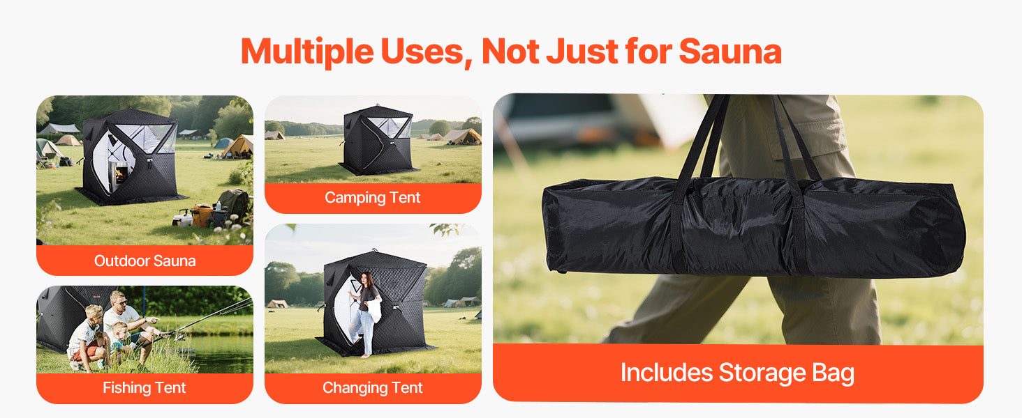 SuccéBuy Tente de sauna d’extérieur Pro Portable vapeur et sauna sec pour 4 personnes, tissu Oxford lourd et acier au carbone pour camping et maison
