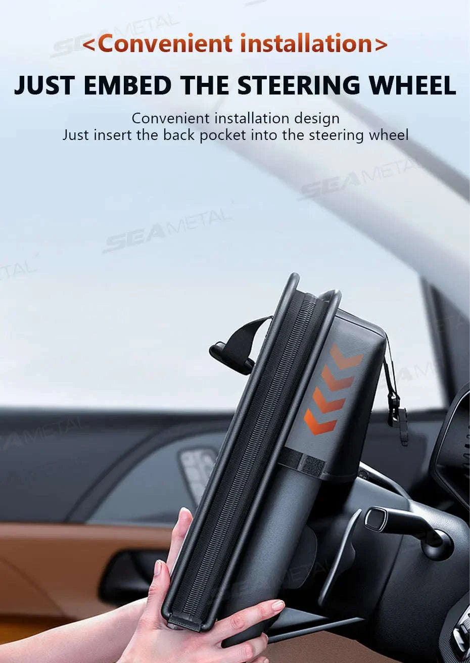 Portable Steering Wheel Foldable Tray with Multi-Pocket Storage-1 pc