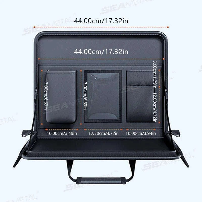 Portable Steering Wheel Foldable Tray with Multi-Pocket Storage-1 pc