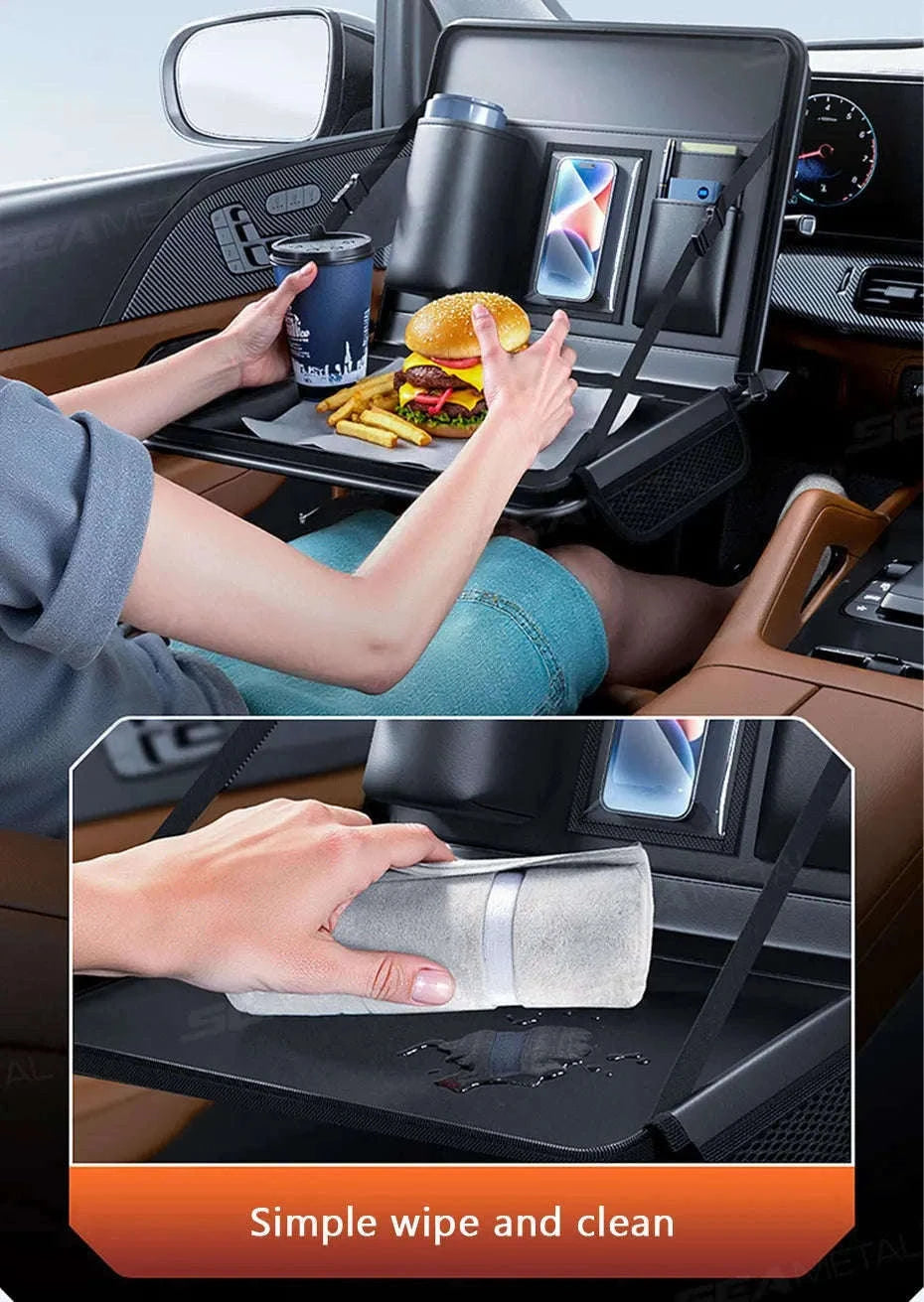 Portable Steering Wheel Foldable Tray with Multi-Pocket Storage-1 pc