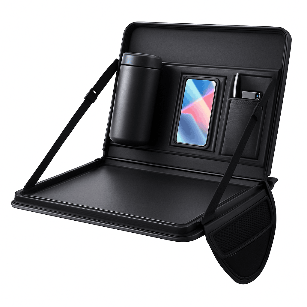 Portable Steering Wheel Foldable Tray with Multi-Pocket Storage-1 pc