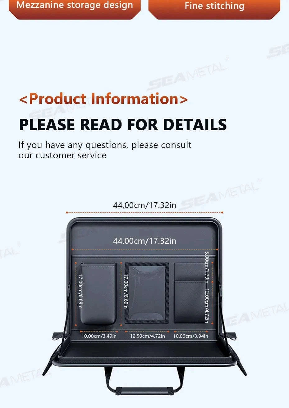 Portable Steering Wheel Foldable Tray with Multi-Pocket Storage-1 pc