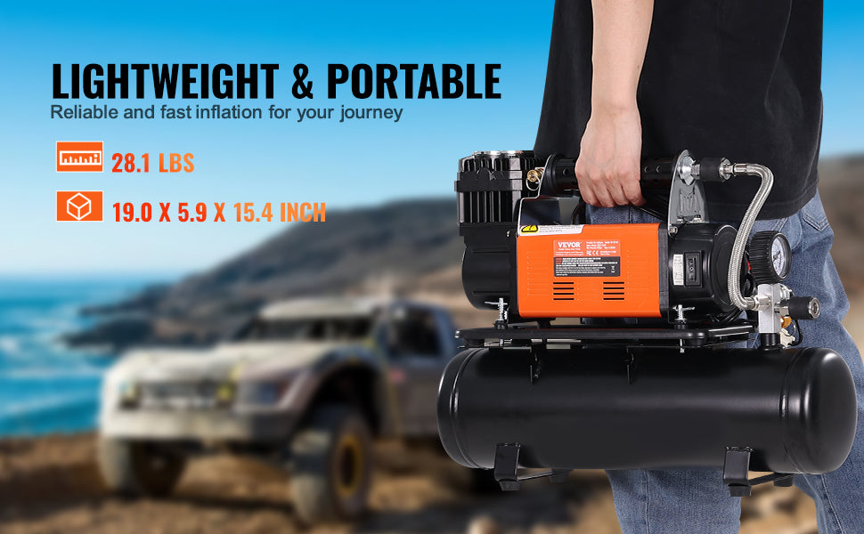 12V těžký vzduchový kompresor 150 PSI nafukovač pneumatik s nádrží 6L