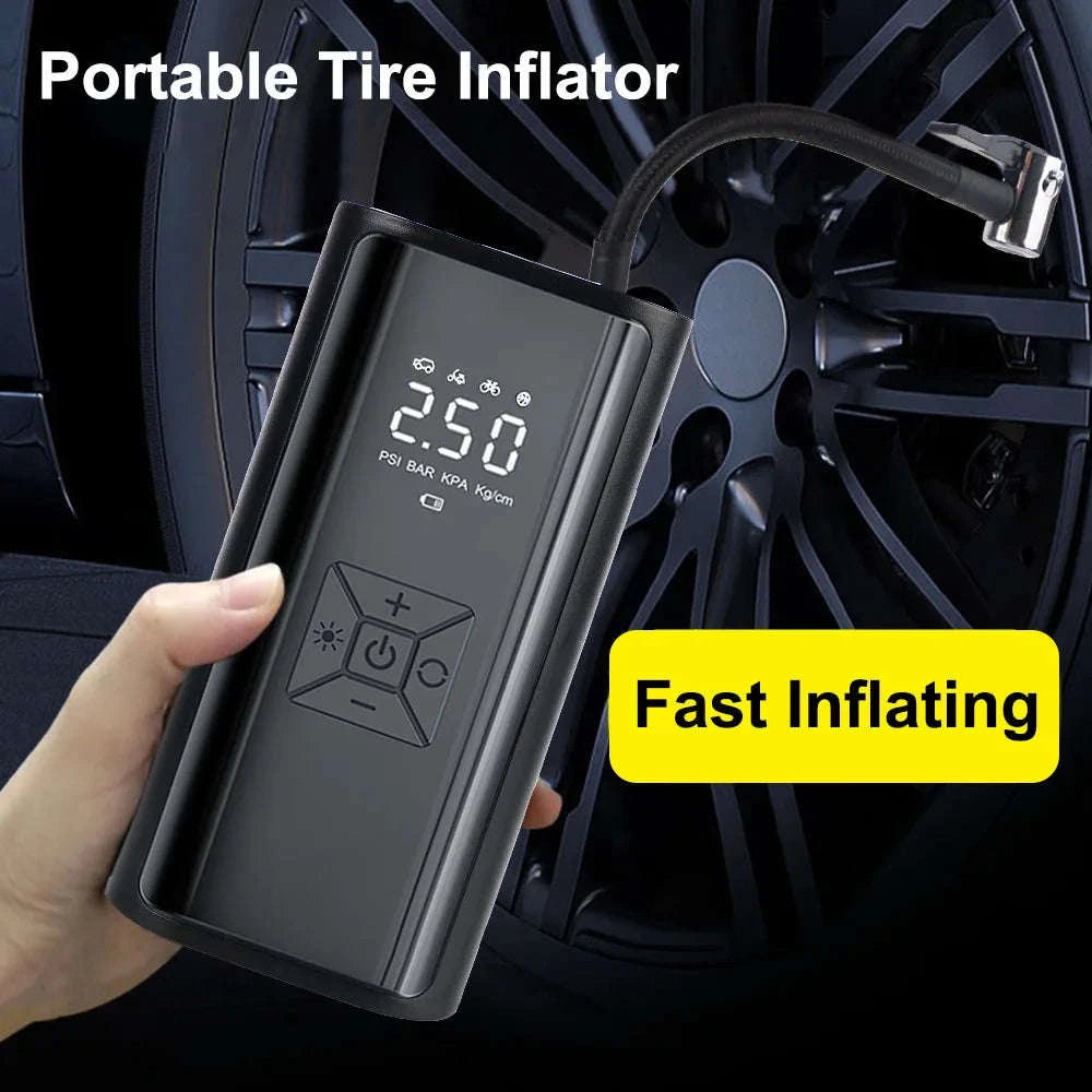 Portable Tire Inflator Air Compressor with LED Light and LCD Display-A