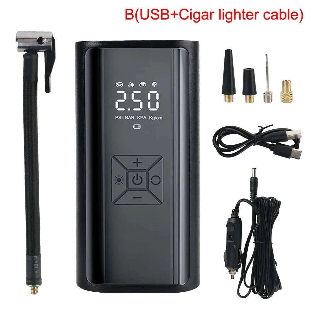 Portable Tire Inflator Air Compressor with LED Light and LCD Display-A