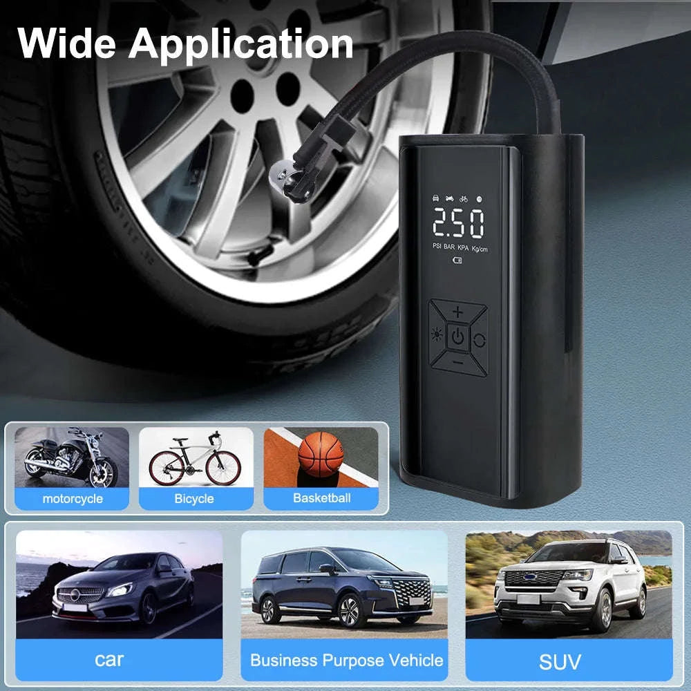 Portable Tire Inflator Air Compressor with LED Light and LCD Display-A