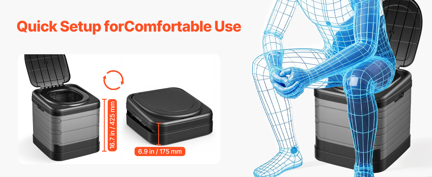 Inodoro portátil plegable para camping con bolsa de transporte y capacidad de 330 lb