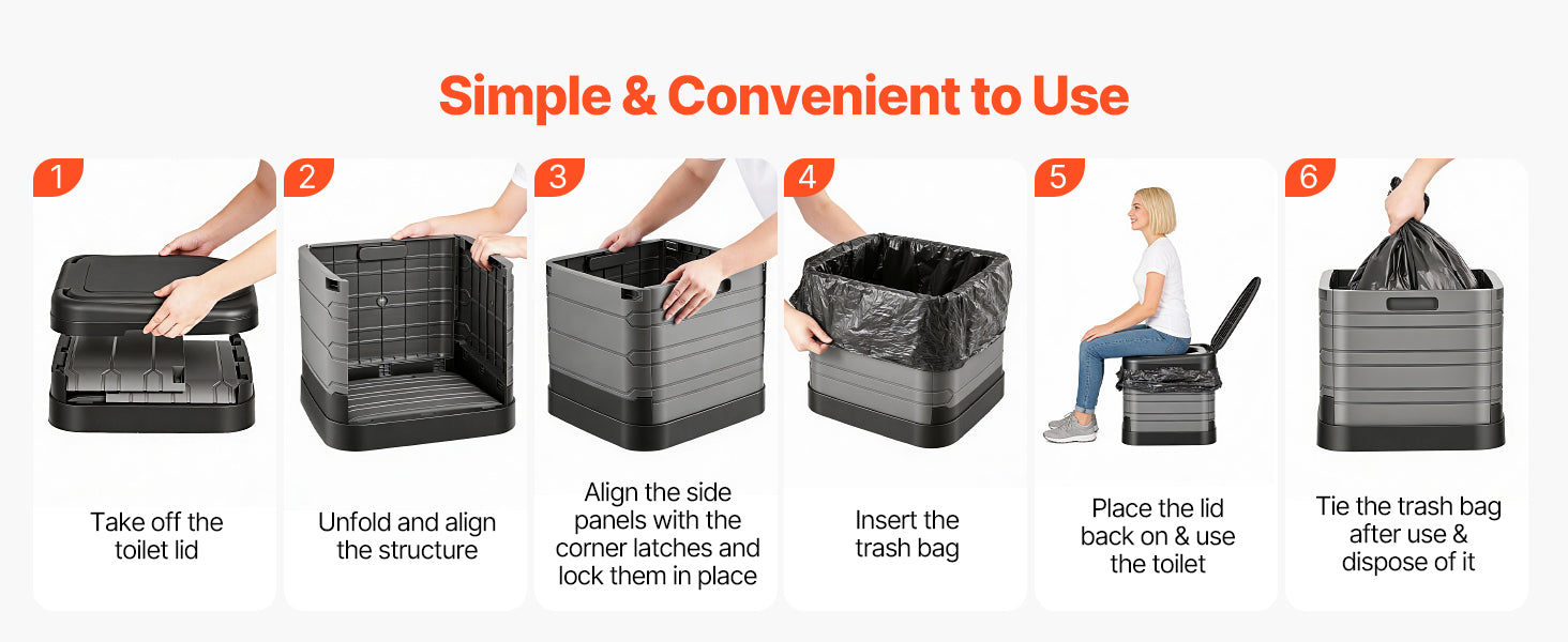 Inodoro portátil plegable para camping con bolsa de transporte y capacidad de 330 lb