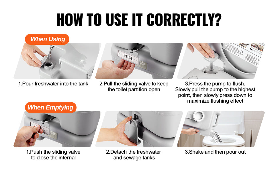 Portable Camping Toilet with Pressurized Flush