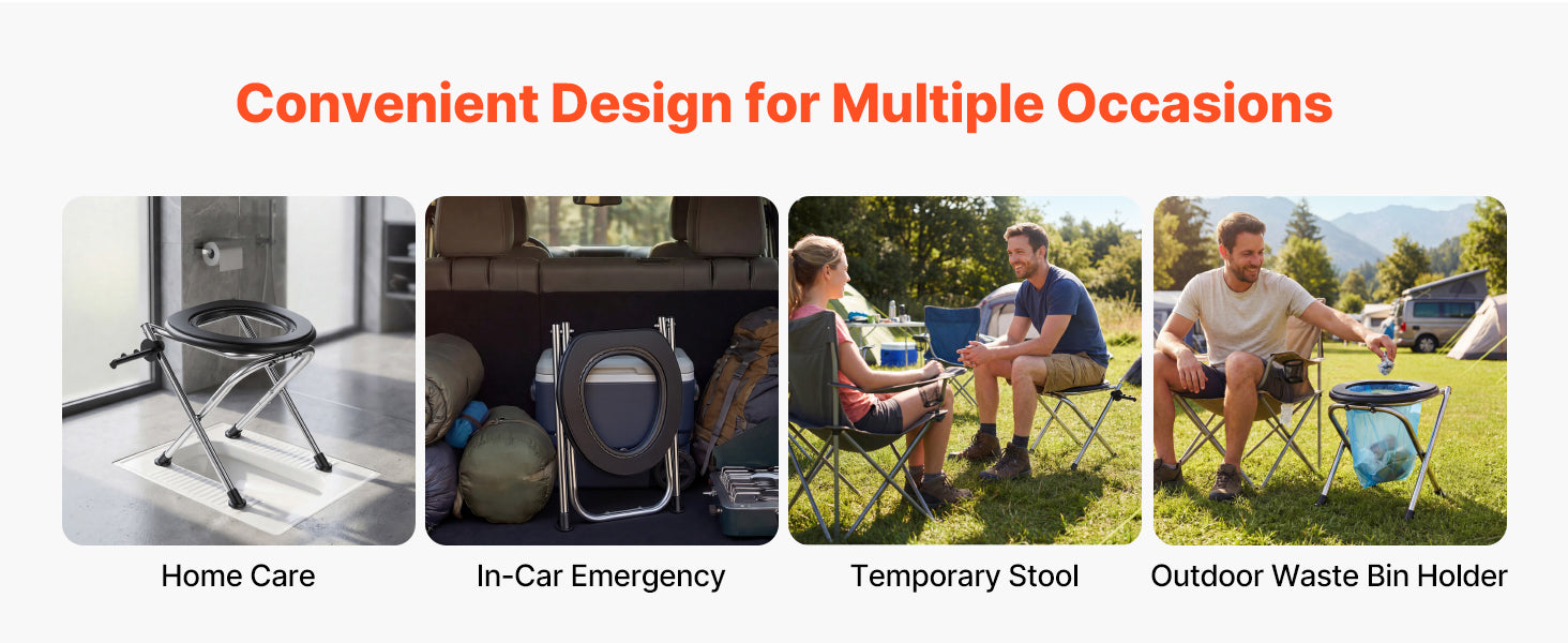 Portable Foldable Toilet for Camping with Soft Seat