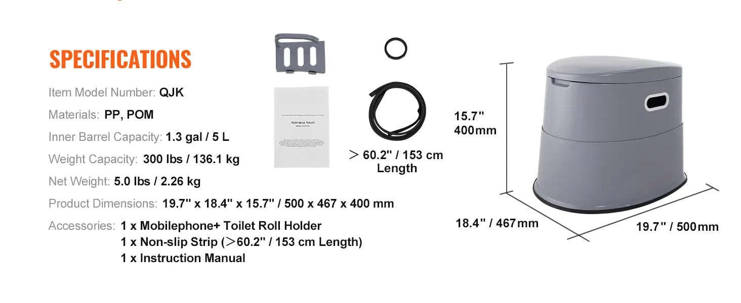 Portable Toilet for Camping with 1.3 Gal Detachable Inner Bucket and Removable Paper Holder-Brown / france