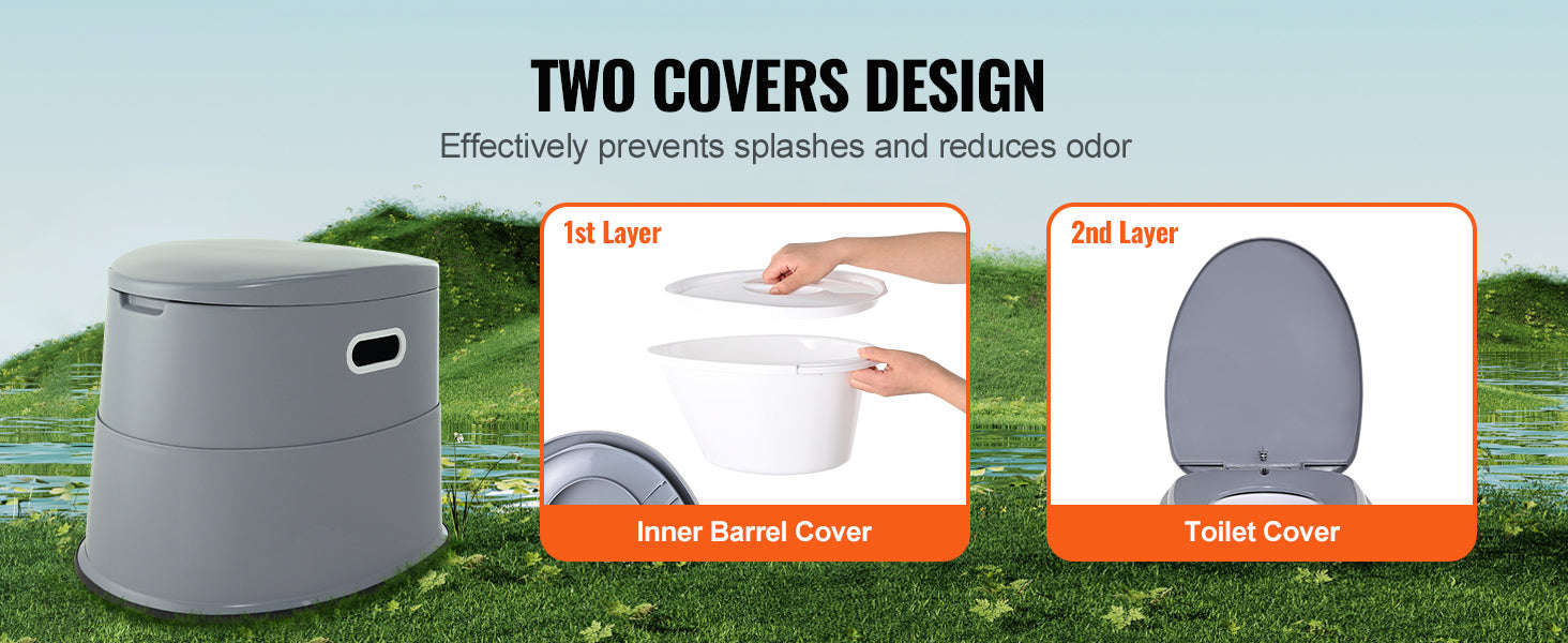 Portable Toilet for Camping with 1.3 Gal Detachable Inner Bucket and Removable Paper Holder-Brown / france