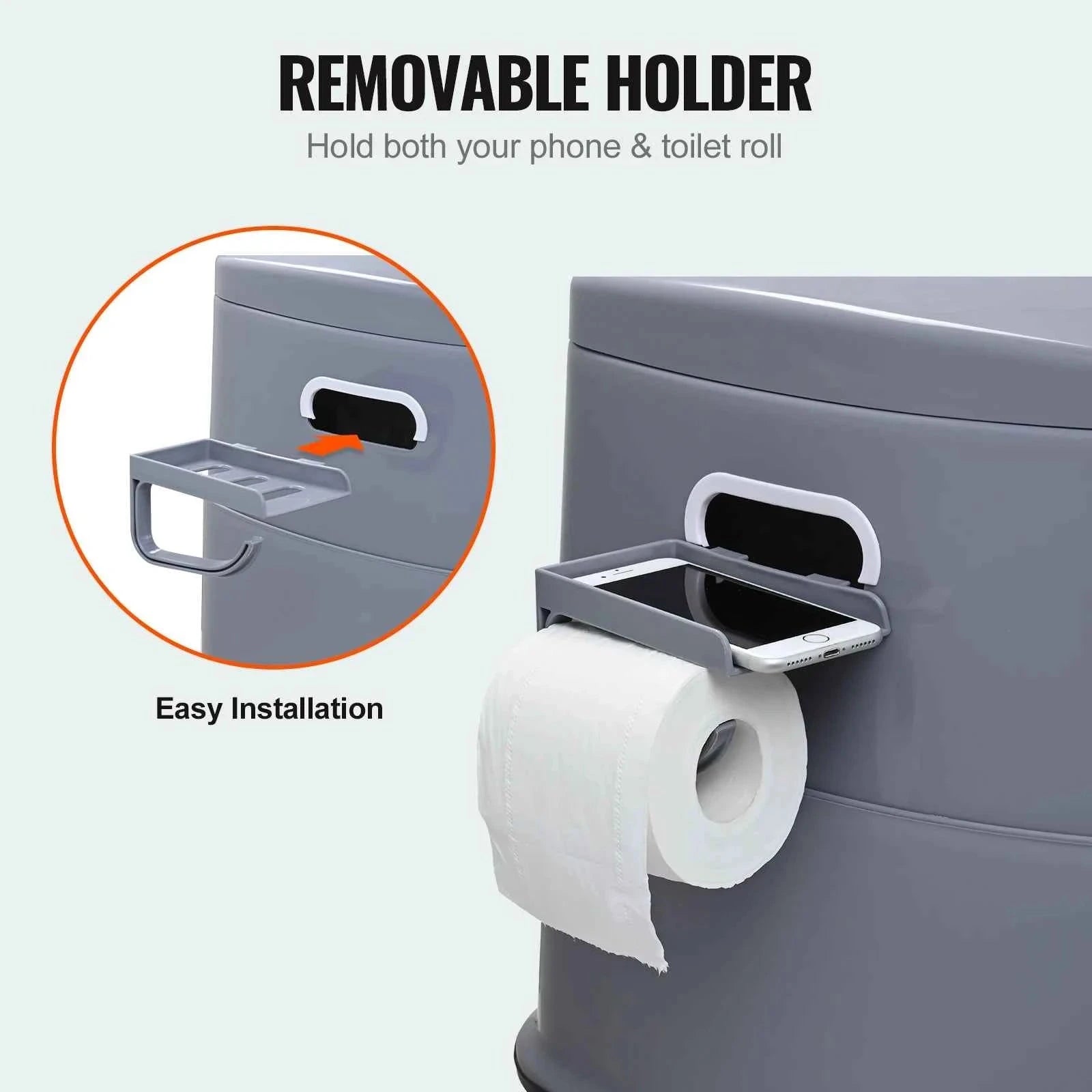 Portable Toilet for Camping with 1.3 Gal Detachable Inner Bucket and Removable Paper Holder-Brown / france