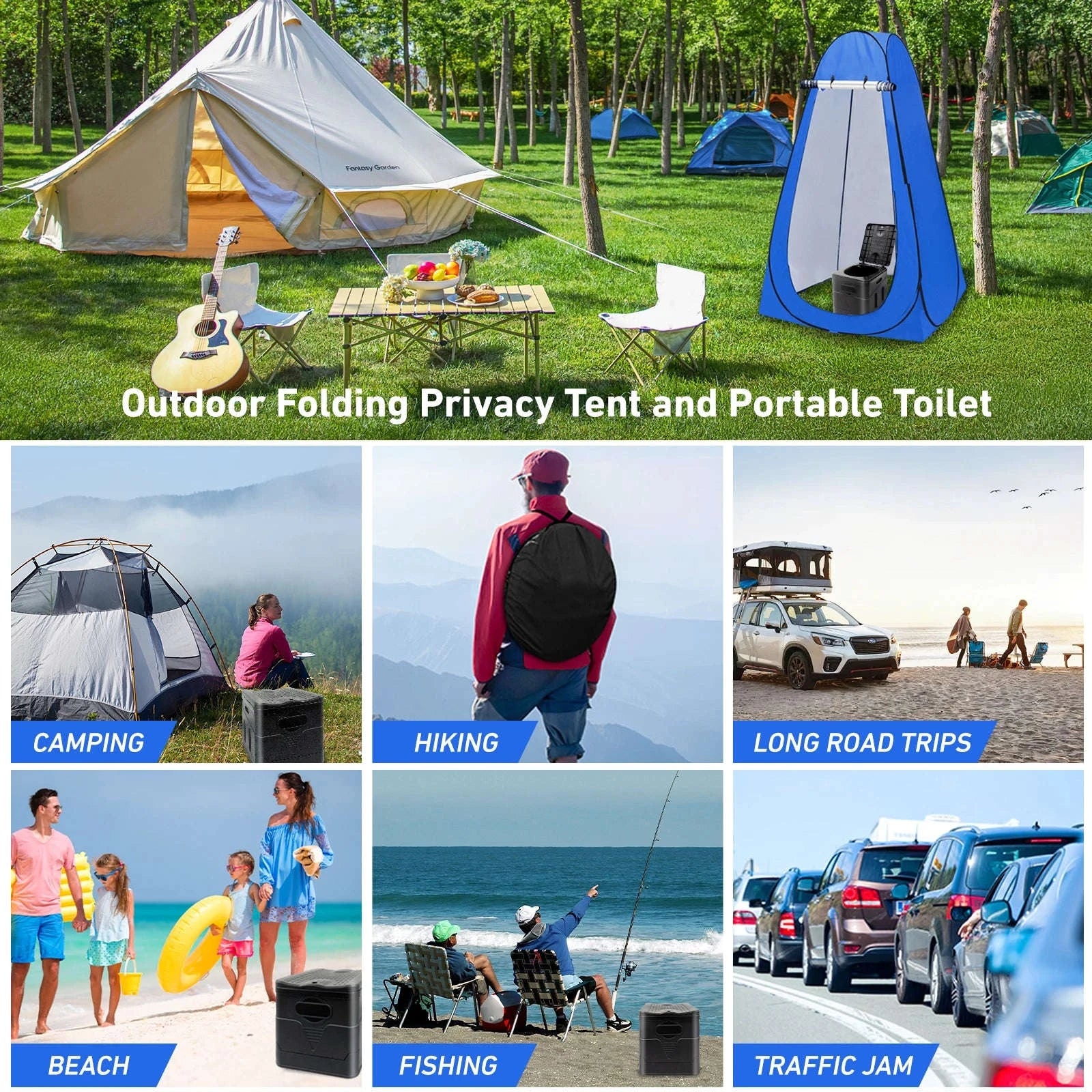 Portable Toilet Kit with Pop Up Privacy Tent for Camping-Toilet kit