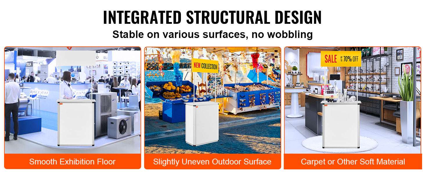 Portable Trade Show Counter Table with Shelf and Display Panel-Pop Up / United States