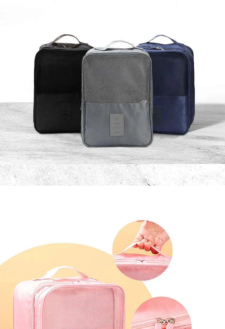Portable Travel Shoe Bag and Clothes Organizer-gray