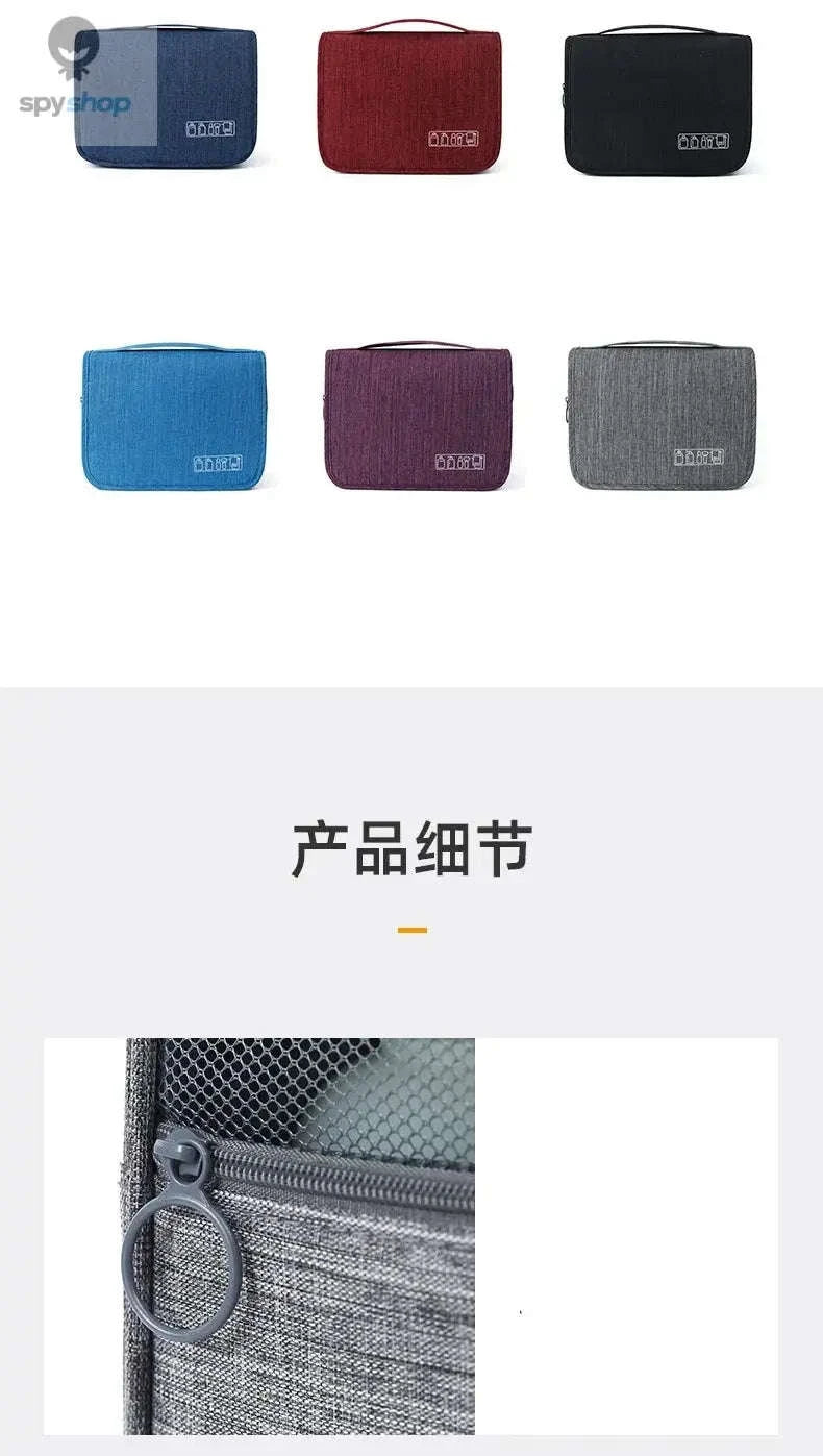 Portable Travel Toiletry Bag – Oxford Fabric, Organized Storage, Hanging Design-Blue