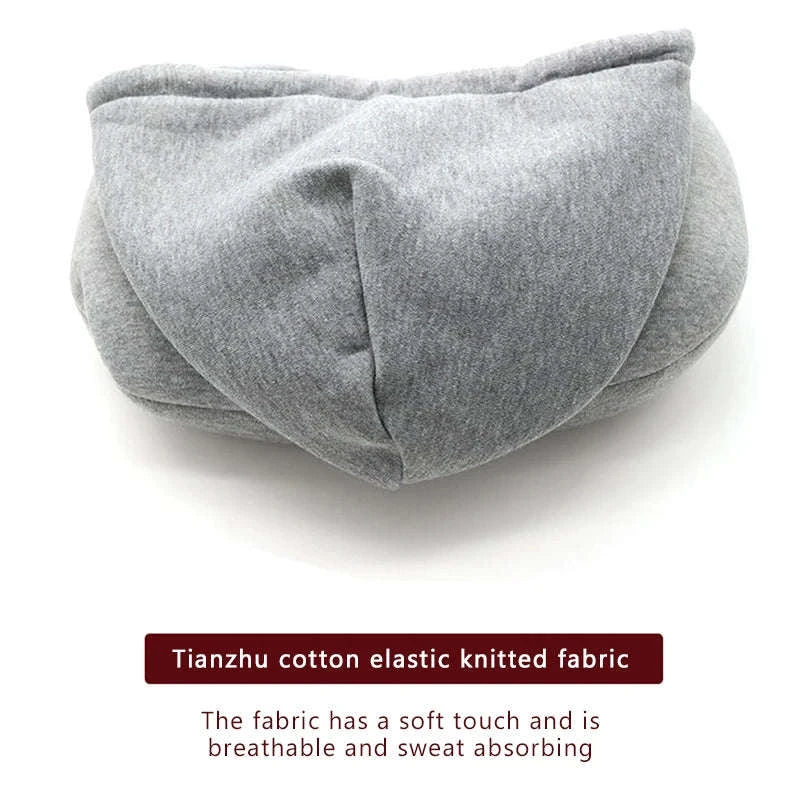 Portable U-Shape Travel Neck Pillow with Hood-Black