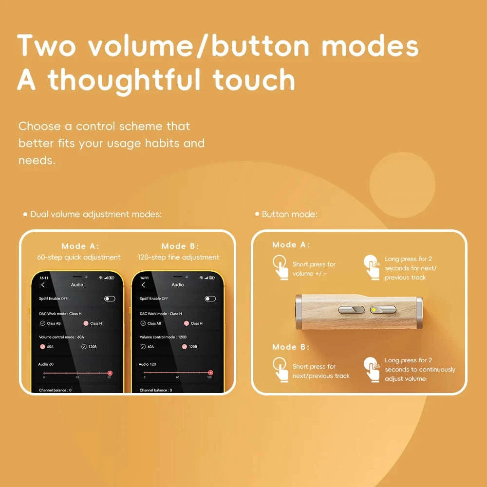 Portable USB DAC Headphone Amplifier with 4.4mm Balanced & 3.5mm Output-maple color