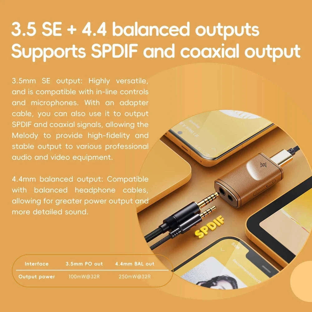 Portable USB DAC Headphone Amplifier with 4.4mm Balanced & 3.5mm Output-walnut color