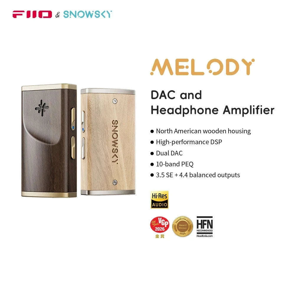 Portable USB DAC Headphone Amplifier with 4.4mm Balanced & 3.5mm Output-walnut color