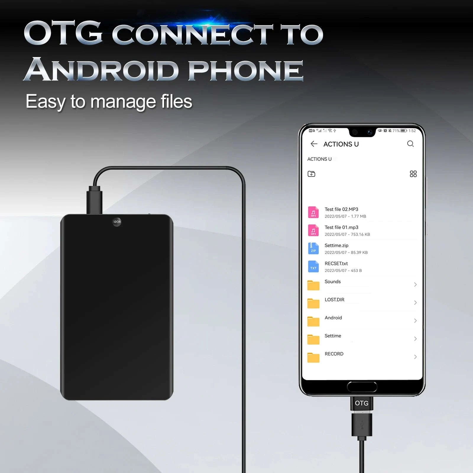 Portable Voice Recorder with 64GB/128GB Memory & One-Touch Recording-black / China Mainland / 32 GB