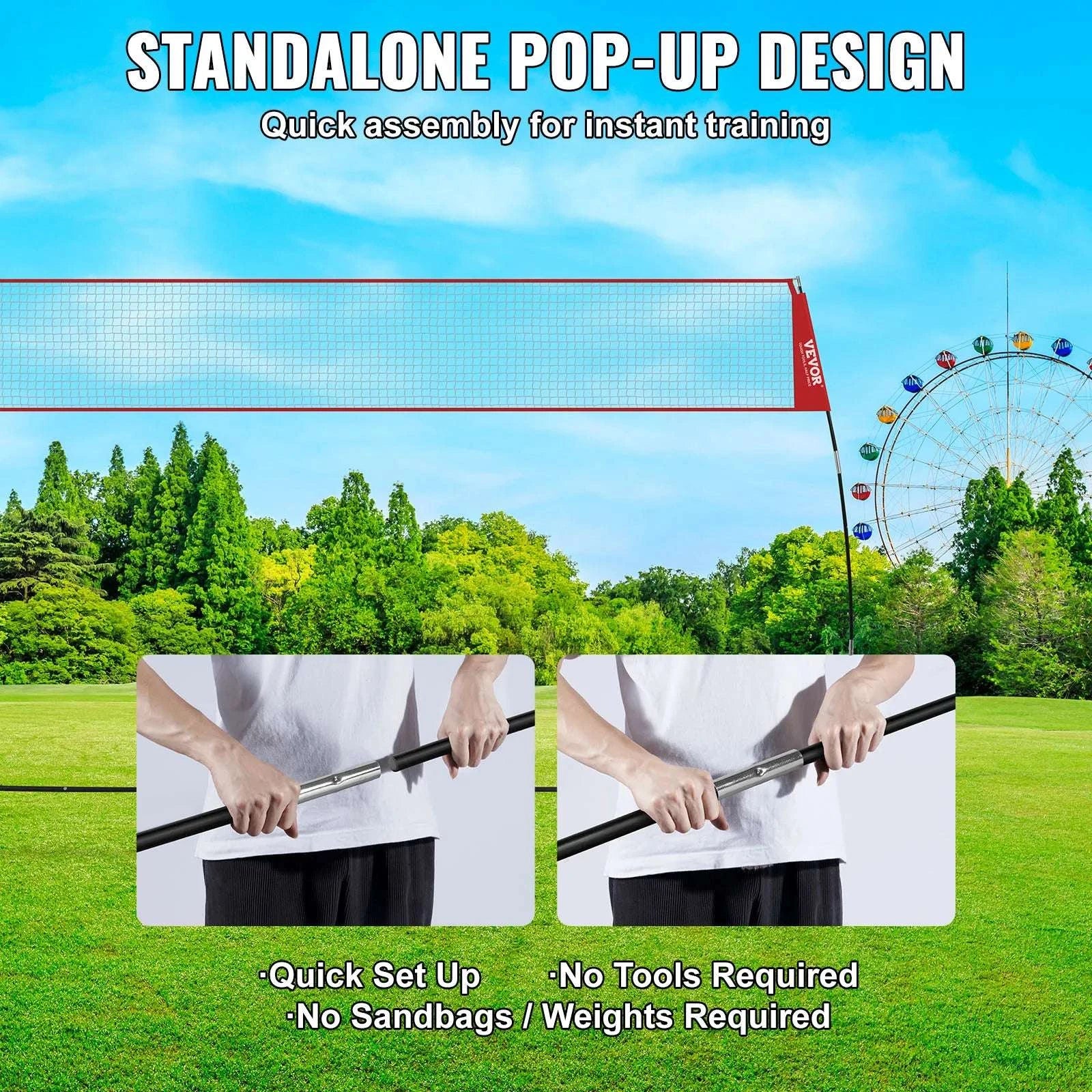 Portable Volleyball Net Set with Adjustable Height and Carry Bag-14FT / UNITED KINGDOM