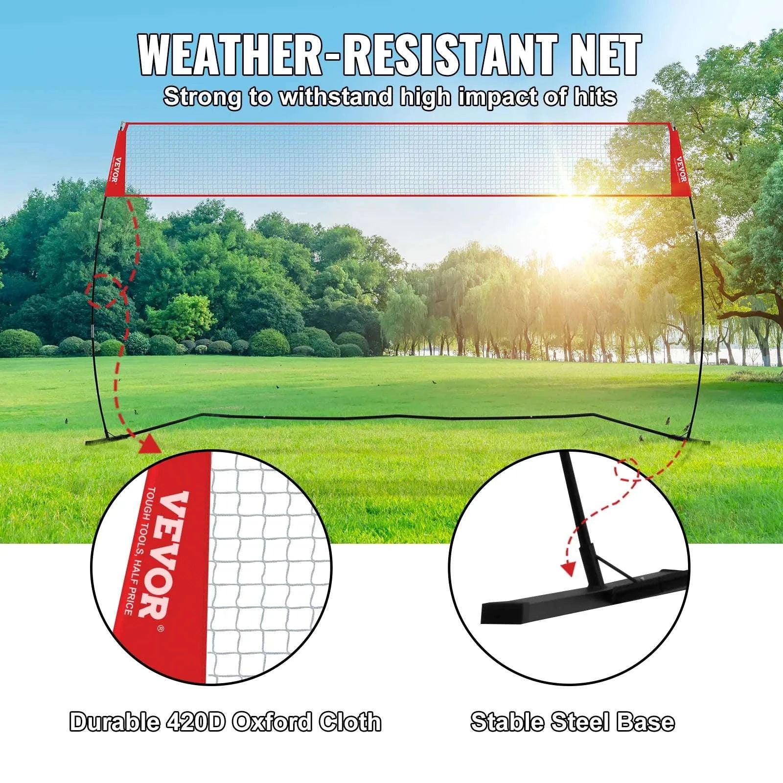 Portable Volleyball Net Set with Adjustable Height and Carry Bag-14FT / UNITED KINGDOM