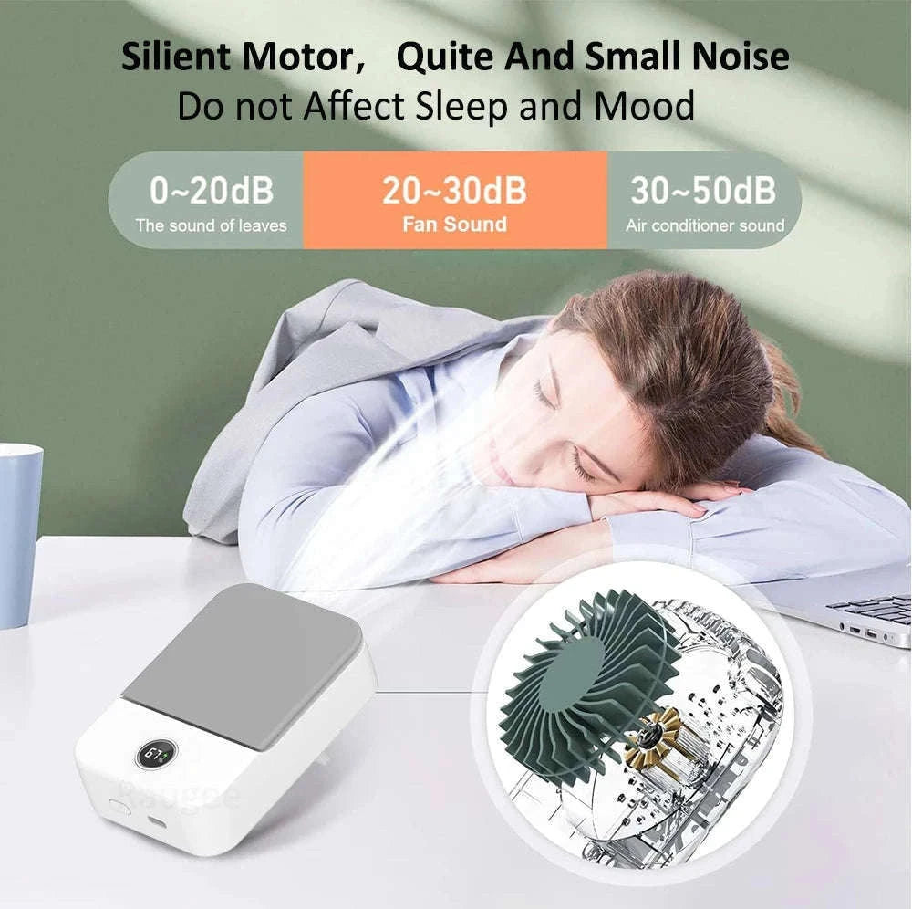 Portable Waist & Neck Fan with 3 Speeds and 2000mAh Battery-Black / China Mainland